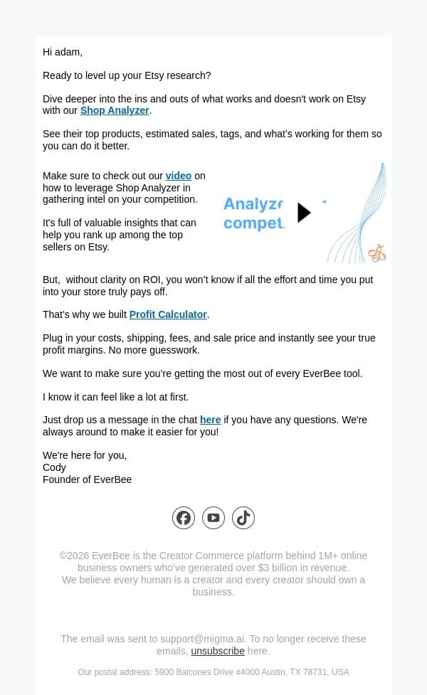 Quick & easy wins email from EverBee screenshot