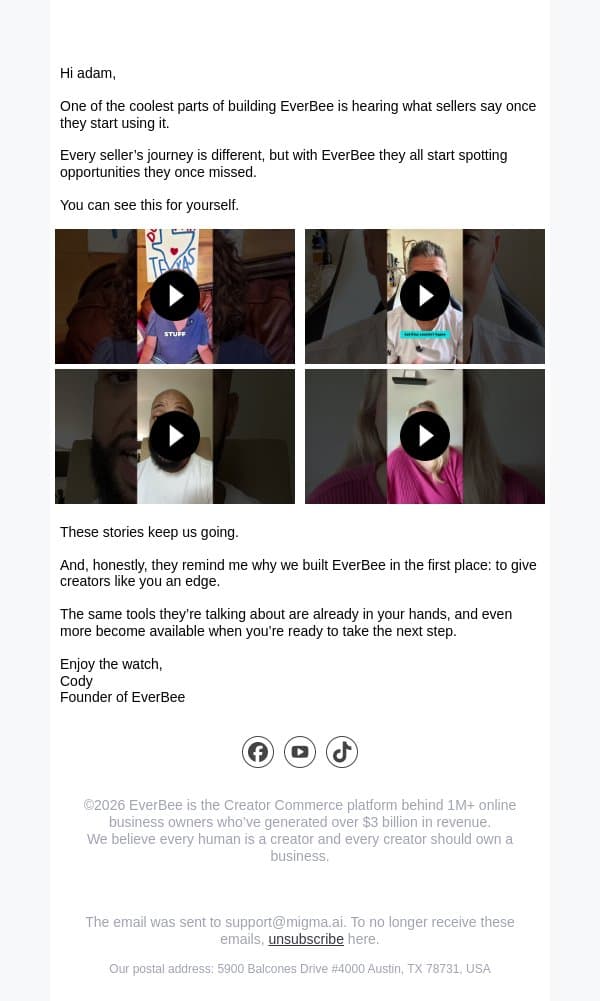 What other sellers are saying… email from EverBee screenshot