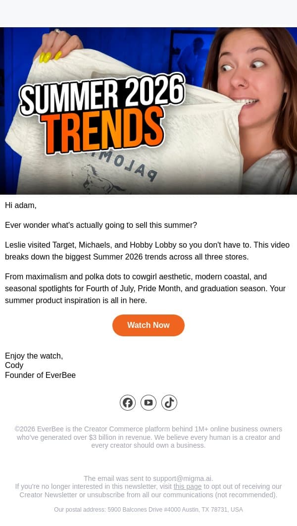 New video ▶️ This is what's selling this summer email from EverBee screenshot