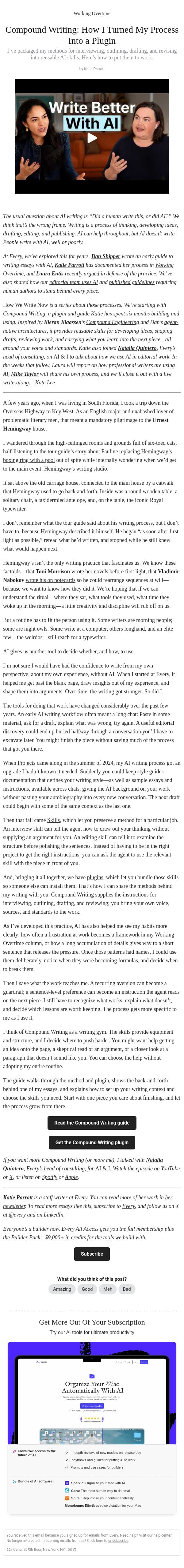 Compound Writing: How I Turned My Process Into a Plugin email from Every screenshot