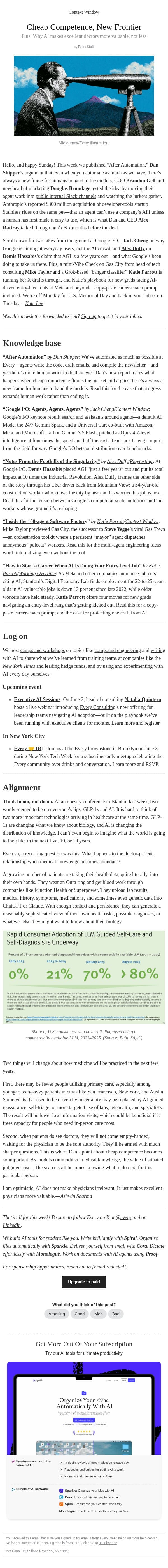 Cheap Competence, New Frontier email from Every screenshot