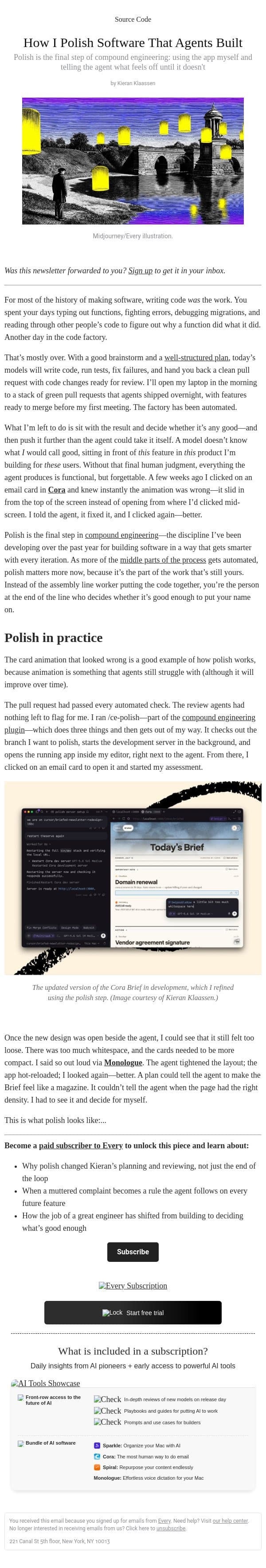 How I Polish Software That Agents Built email from Every screenshot