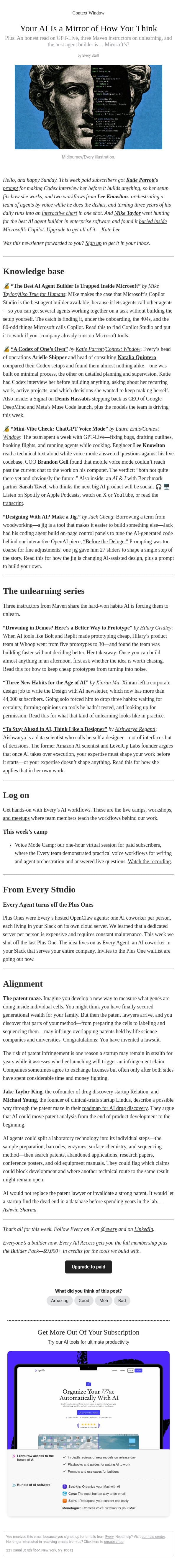 Your AI Is a Mirror of How You Think email from Every screenshot