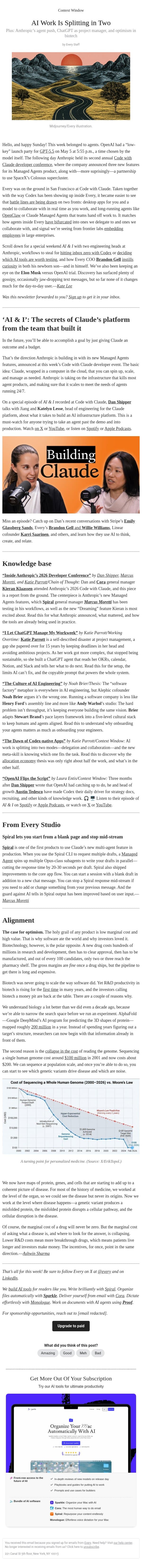 AI Work Is Splitting in Two email from Every screenshot