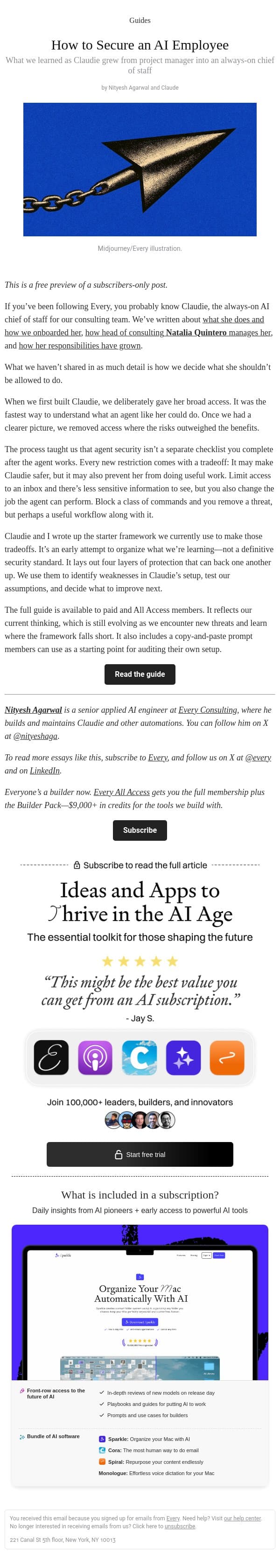 How to Secure an AI Employee email from Every screenshot