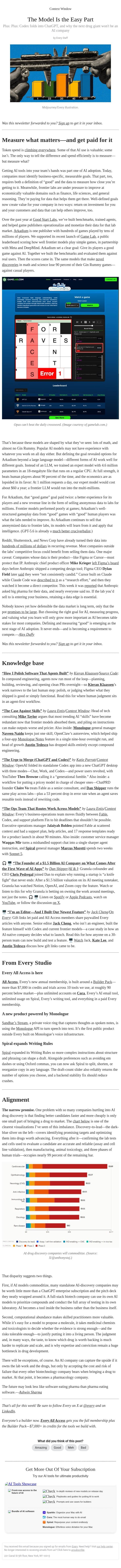 The Model Is the Easy Part email from Every screenshot