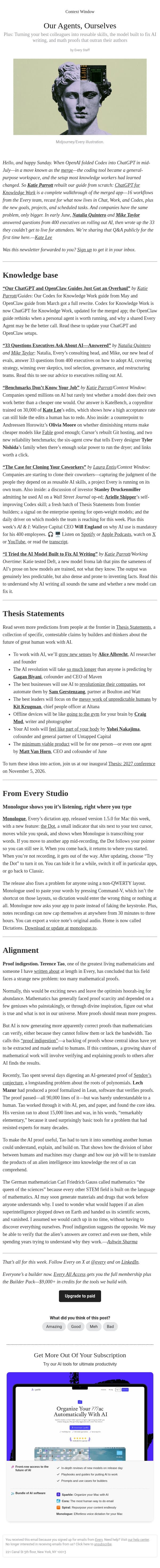 Our Agents, Ourselves email from Every screenshot