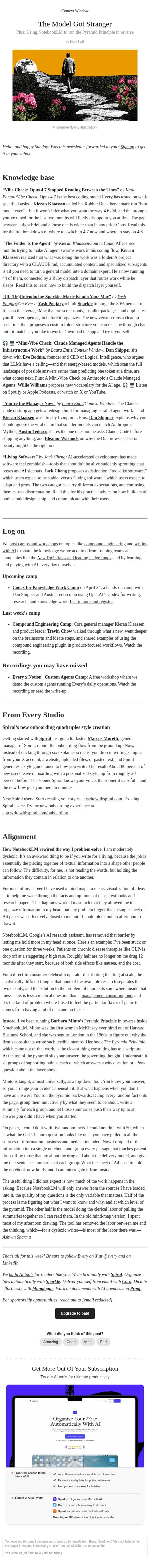 The Model Got Stranger email from Every screenshot