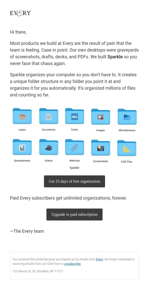 6/9: Declutter your Mac with AI—meet Sparkle email from Every screenshot