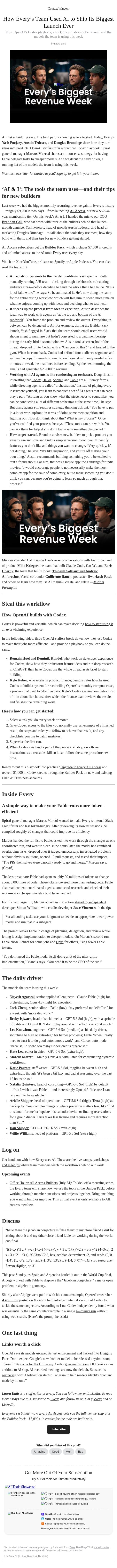 How Every's Team Used AI to Ship Its Biggest Launch Ever email from Every screenshot