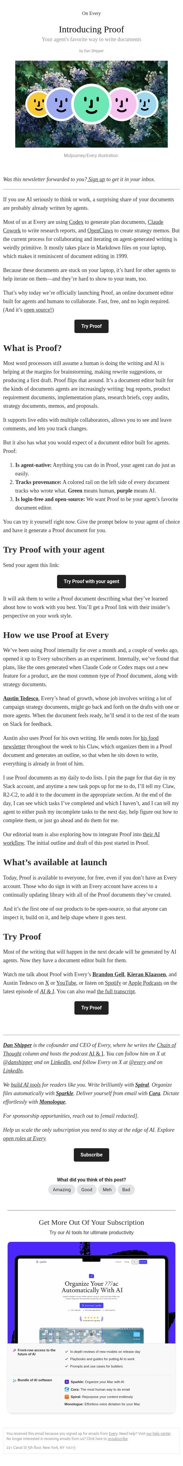 Introducing Proof email from Every screenshot