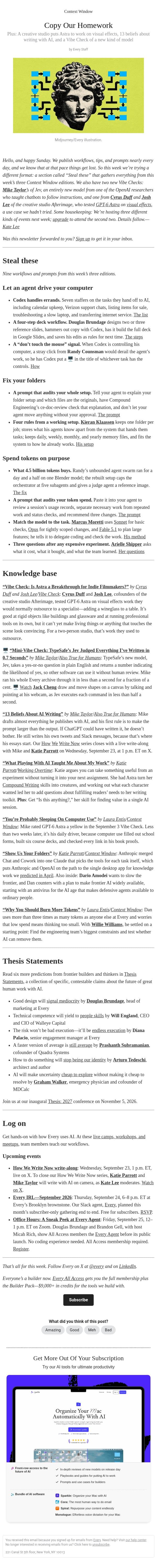 Copy Our Homework email from Every screenshot