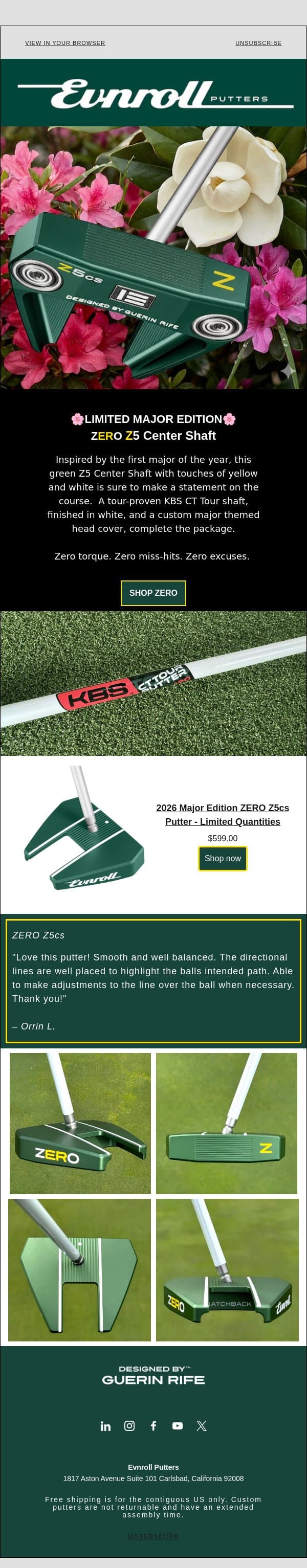 🌸 Unveiling the Major Edition Z5 Center Shaft! email from EVNROLL screenshot