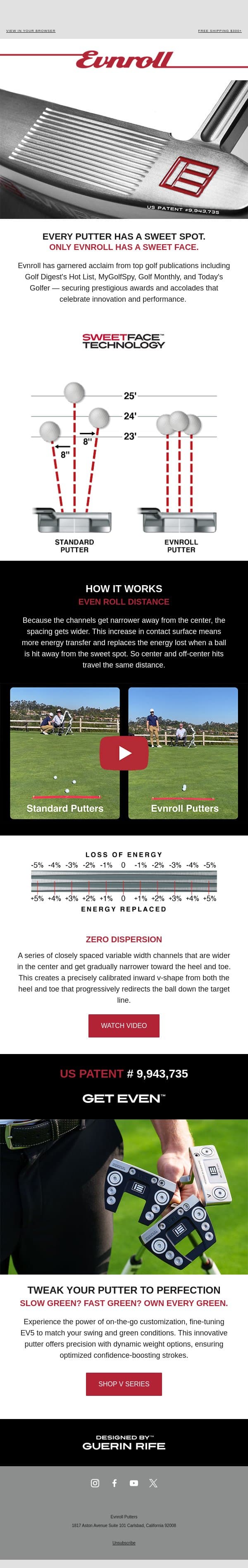 🏌️‍♂️ Unrivaled Putter Technology 🌟 email from EVNROLL screenshot