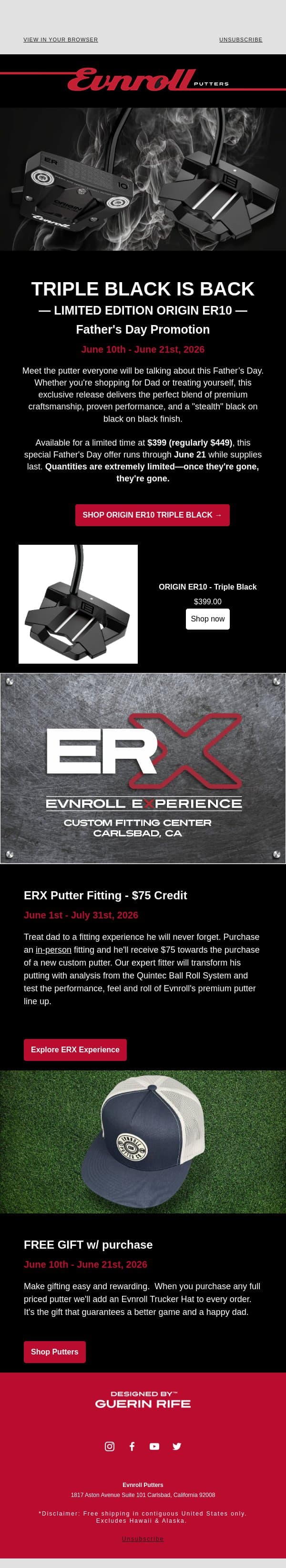 Father's Day Deals to Elevate Dad's Game!⛳ email from EVNROLL screenshot