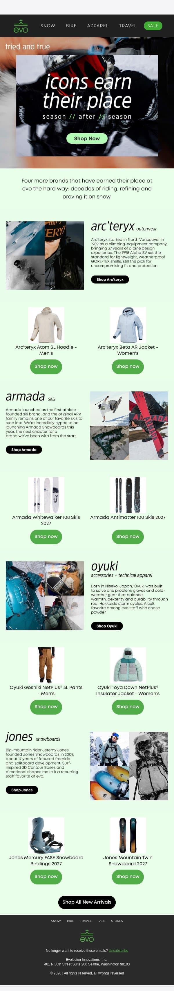 Proven Gear, No Introduction Needed email from Evo screenshot