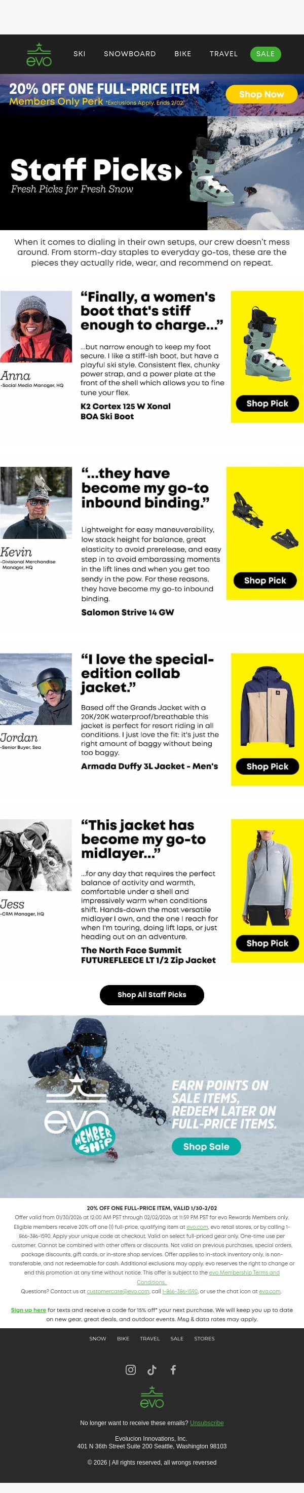 Staff Picks Vol. 4: Boots, Bindings, Gear that Shines email from Evo screenshot