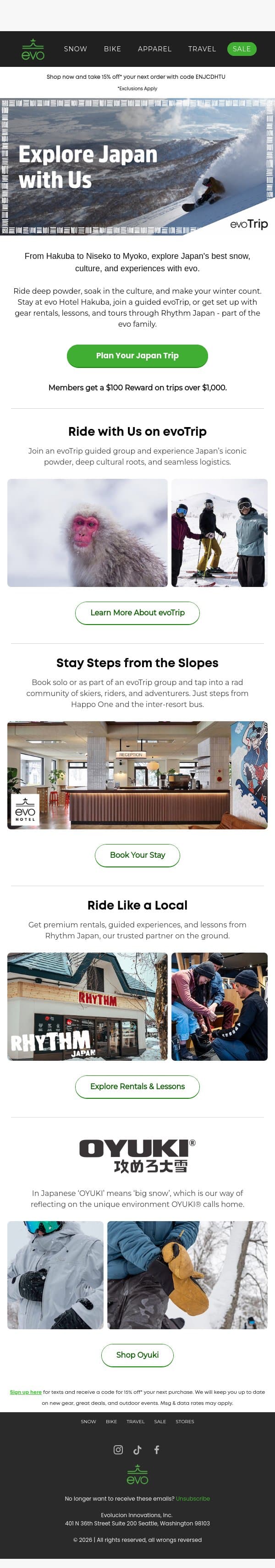 Japow Awaits – Make Your Dream Trip Happen with evo! email from Evo screenshot