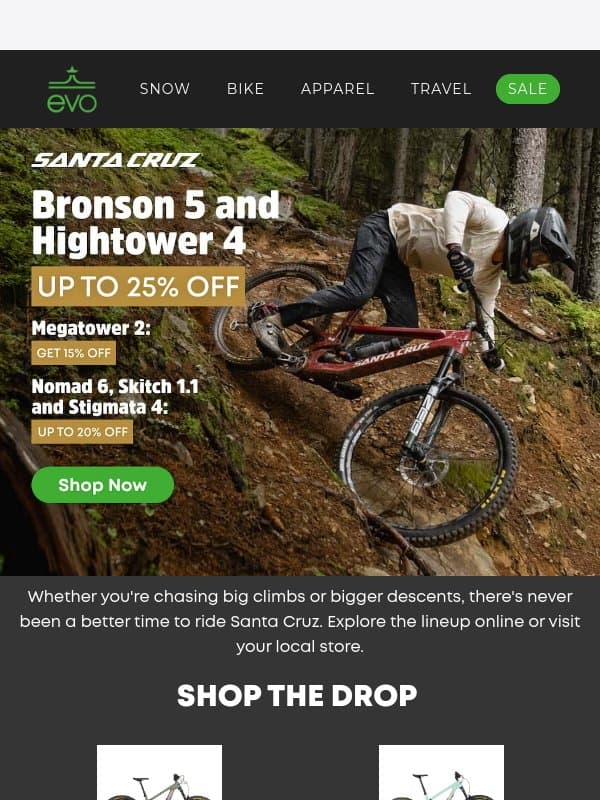 Santa Cruz Mountain Bikes Now Starting at $3,749 email from Evo