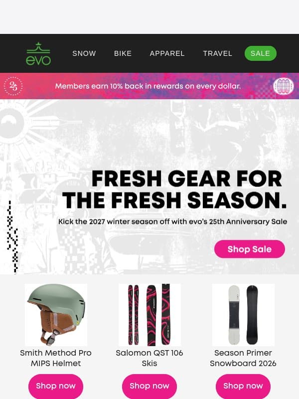 New Gear, Past Season Deals & More email from Evo