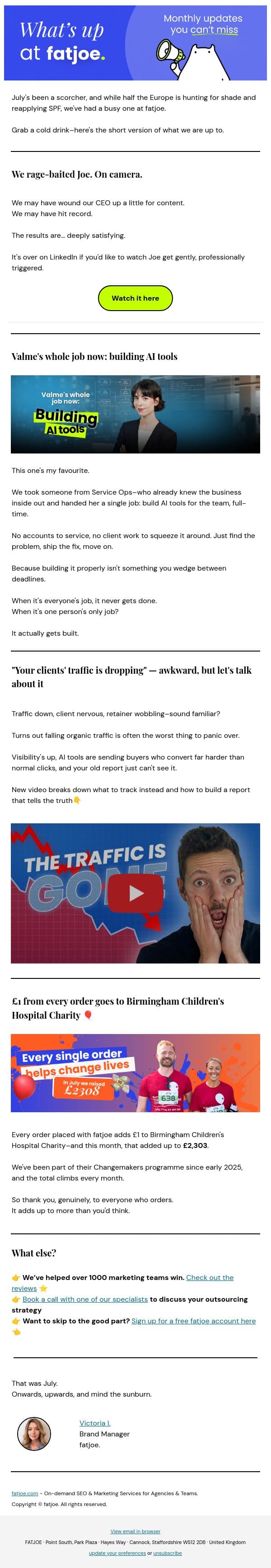 Your client's traffic is dropping? Read this. email from FATJOE screenshot