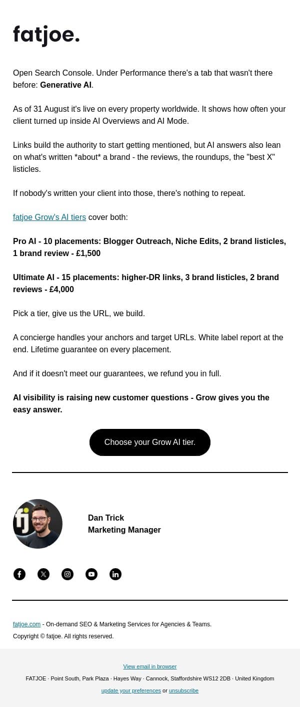 There's a new tab in Search Console. Seen it? email from FATJOE screenshot