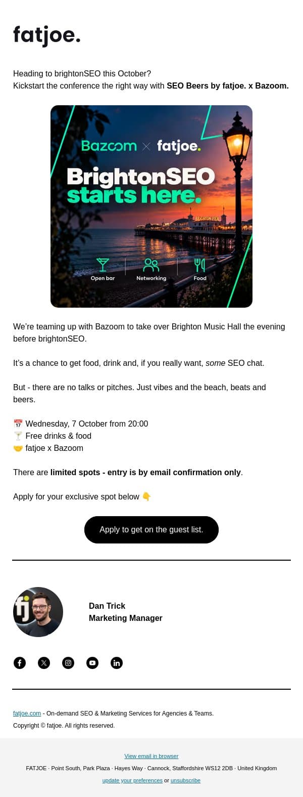 Beats, Beach & Beers - You're Invited email from FATJOE screenshot