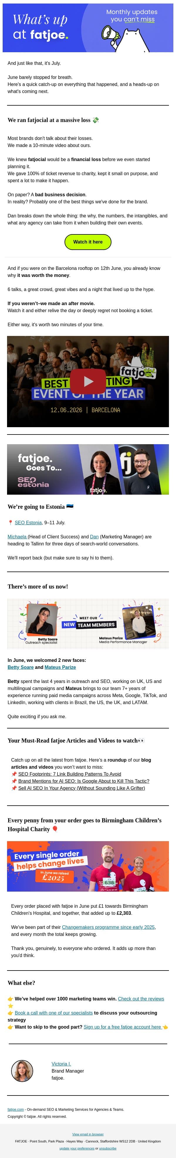 We ran an event at a massive loss. Here's why we're fine with it. email from FATJOE screenshot