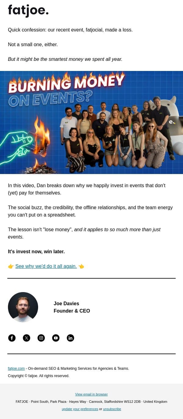 The smartest money we've lost all year. email from FATJOE screenshot