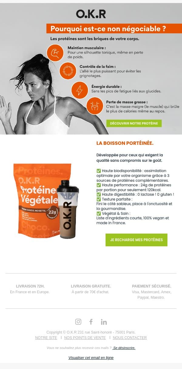 Protéines : votre corps en a besoin tous les jours. 🧬 email from Feed. screenshot