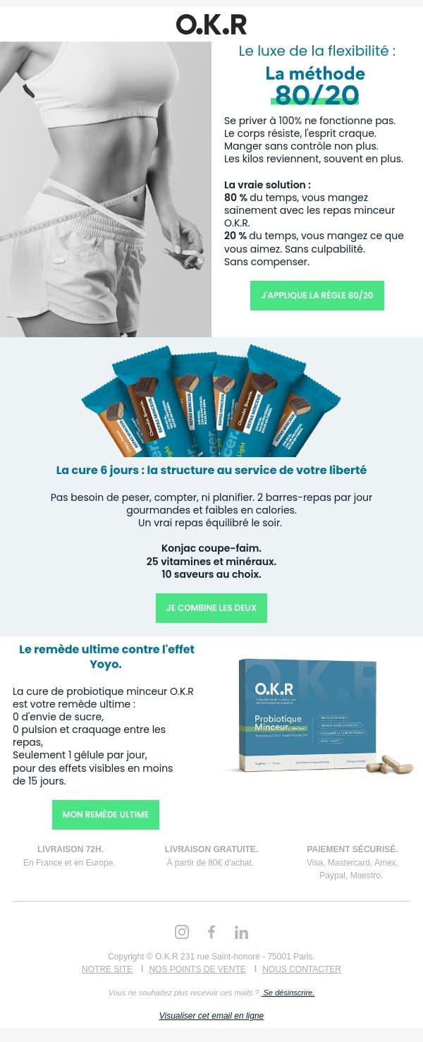 ⭐ La règle d’or pour ne jamais reprendre de poids : le 80/20 email from Feed. screenshot