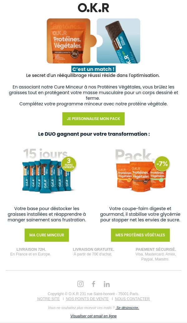 🚀 L'accélérateur de résultats. -3kg sur la balance. Le duo choc ! email from Feed. screenshot