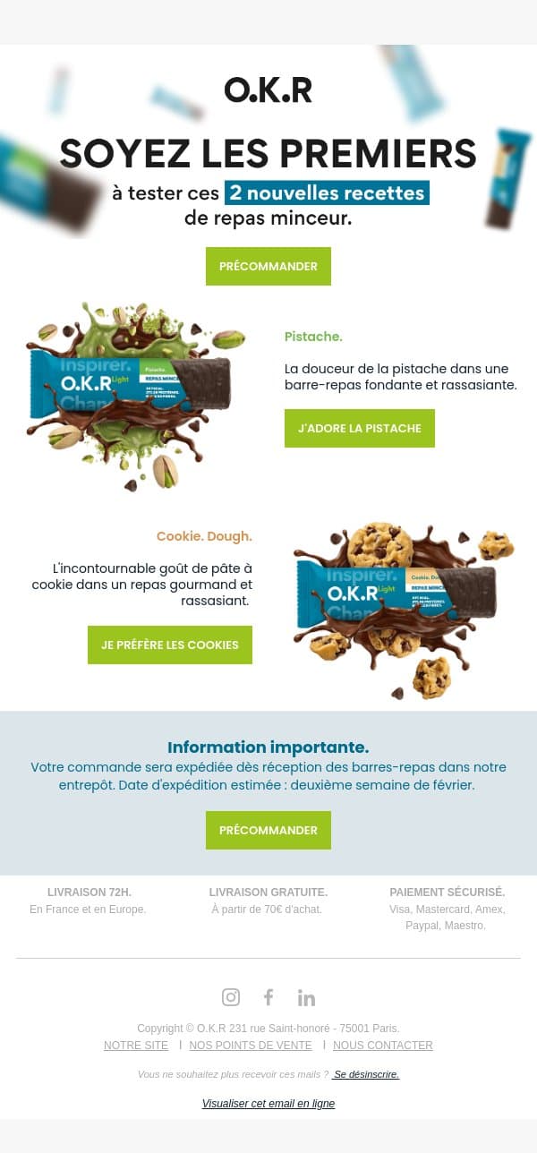 😱 2 nouvelles recettes toujours plus gourmandes ! email from Feed. screenshot