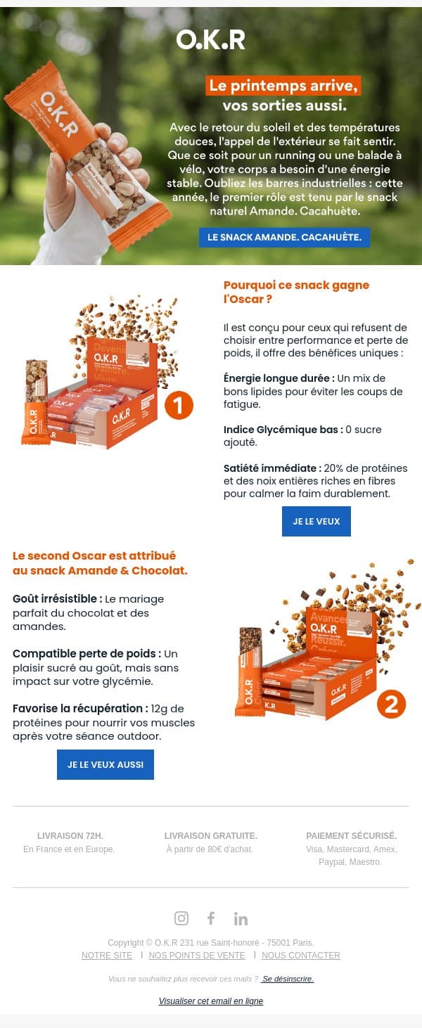 🏆 L'Oscar du meilleur snack pour les sorties outdoor est attribué à.... email from Feed. screenshot