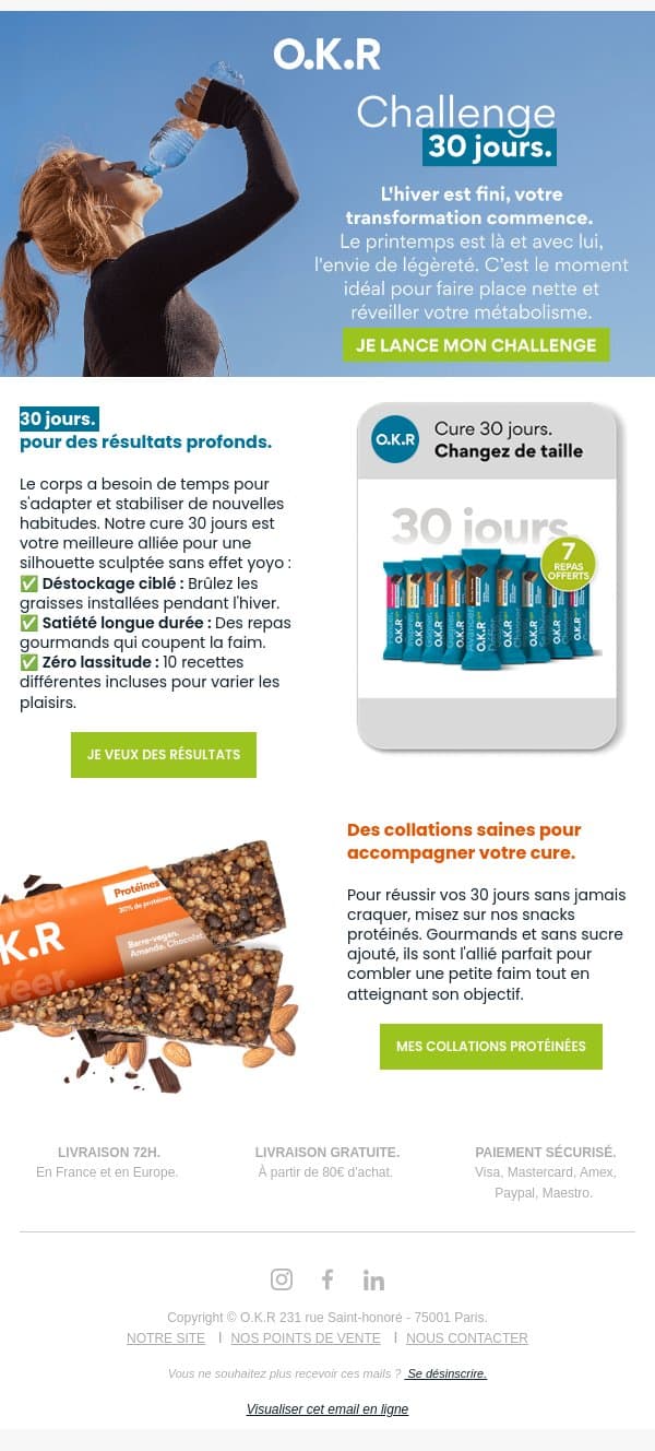 🌸 Adieu l'hiver, bonjour les résultats. Lancement du Challenge 30 jours ! email from Feed. screenshot