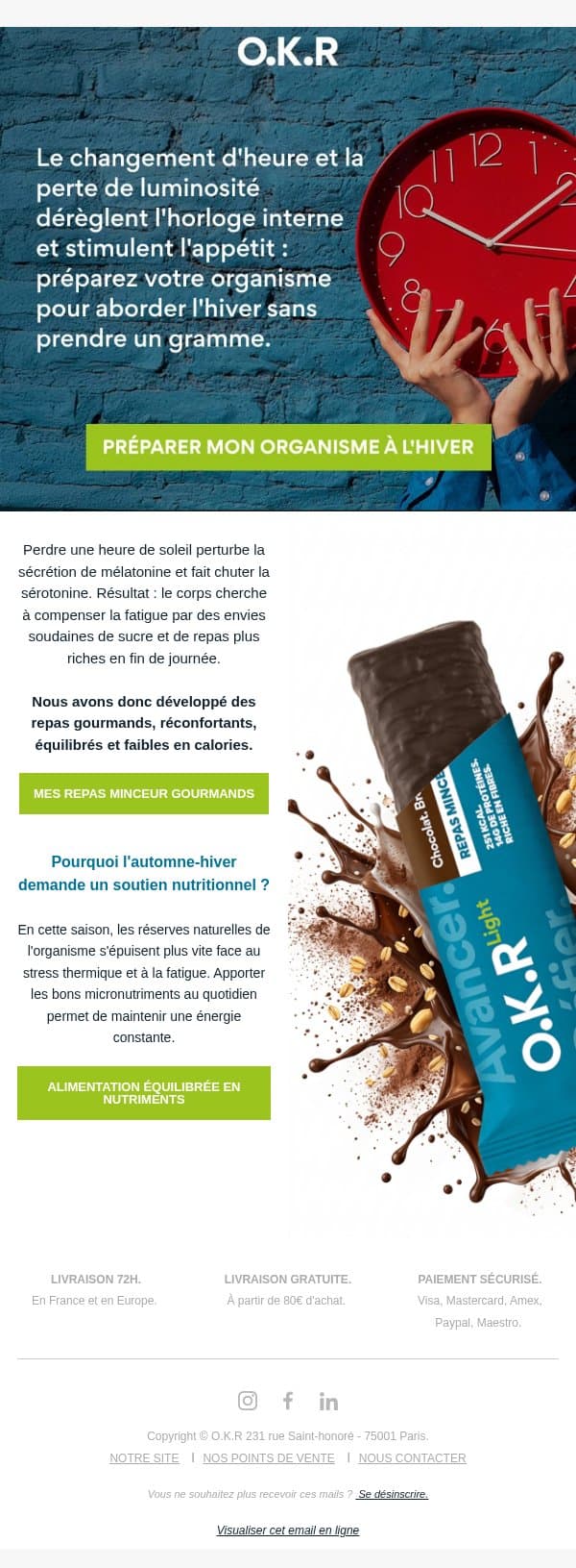 ⏰ Changement d'heure & luminosité. email from Feed. screenshot