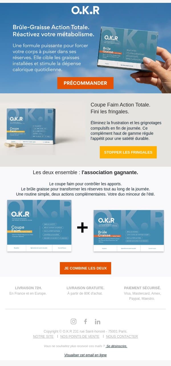 ✨Nouveautés : Compléments Brûle-graisse & Coupe-faim email from Feed. screenshot