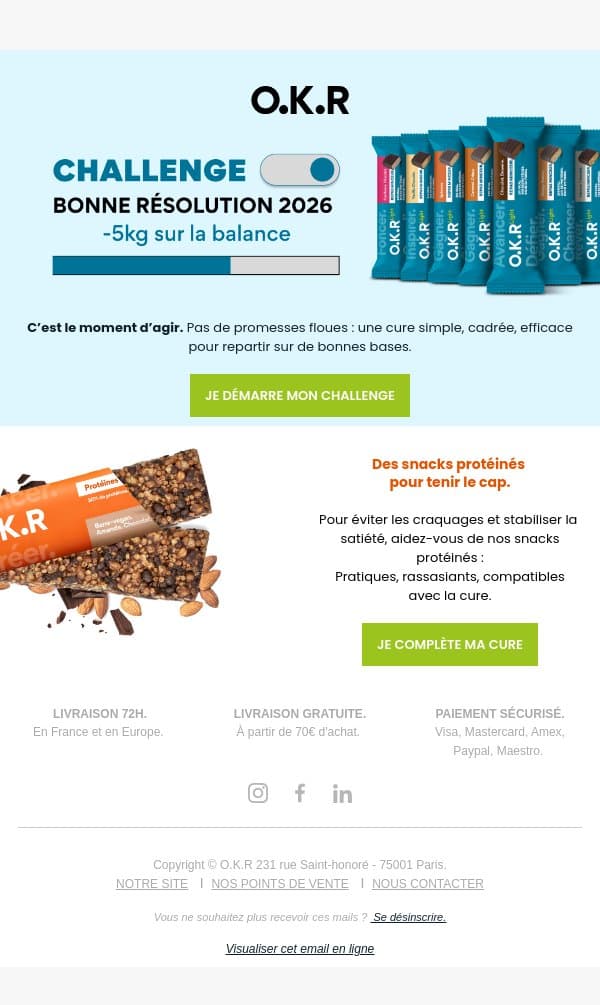 🔥 Challenge perte de poids 2026 email from Feed. screenshot