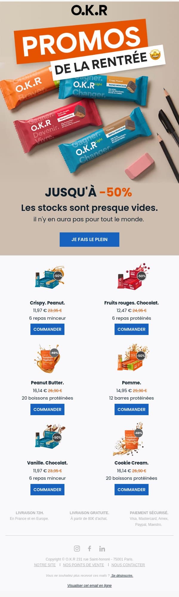 ⏳ Dépêchez-vous, les stocks fondent... email from Feed. screenshot