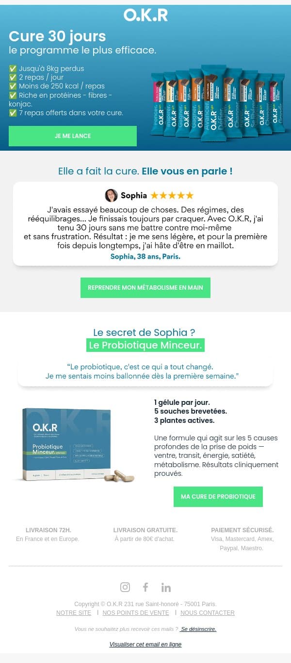🗣️ Témoignage : "J'ai hâte d'être en maillot" email from Feed. screenshot