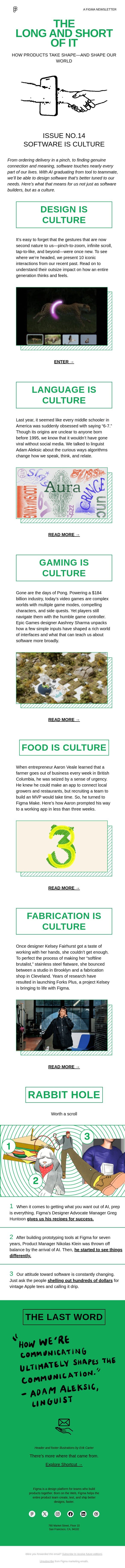 Software is culture. It’s up to us to shape it. email from Figma screenshot