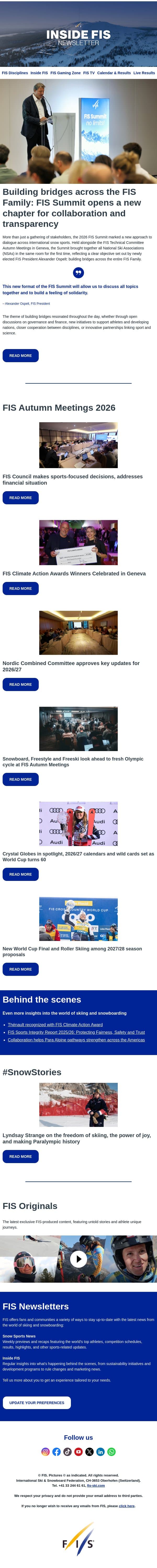 adam, the Inside FIS Newsletter is here! email from FIS-Ski screenshot