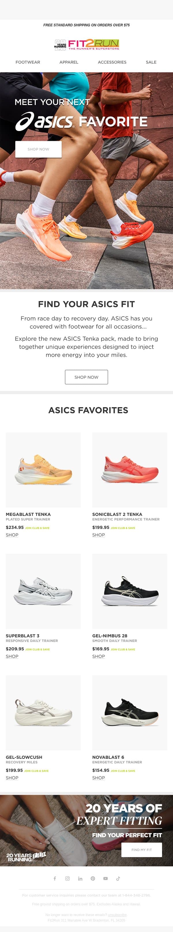 Meet your next ASICS favorite email from Fit2Run screenshot