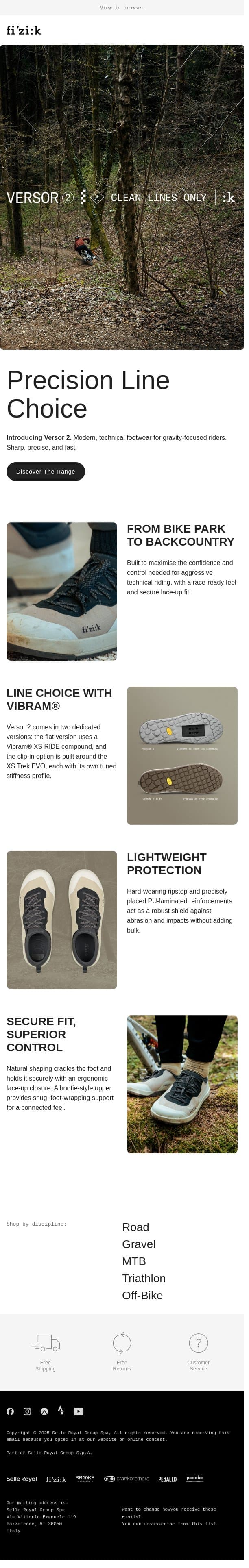 Versor 2: Clean Lines Only email from Fizik screenshot
