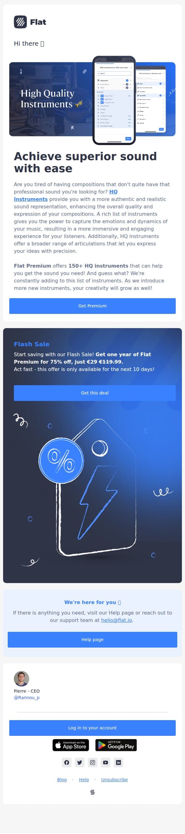 Get the sound you need with 75% off ⚡ email from Flatio screenshot