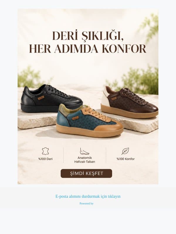 %100 deri yapısı ve anatomik hafızalı tabanıyla favori renginizi keşfedin. | FORELLİ email from Forelli screenshot