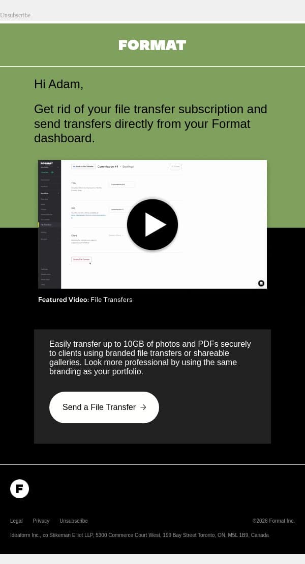 Get Rid of Your File Transfer Subscription email from Format screenshot