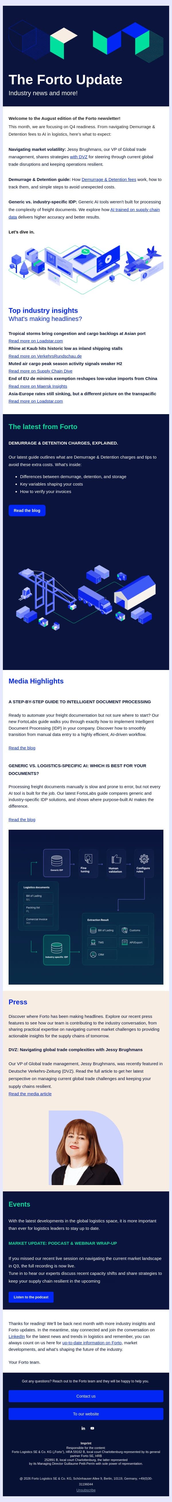 Prep for Q4: Guide to DEM/DET fees & logistics-specific AI email from Forto screenshot