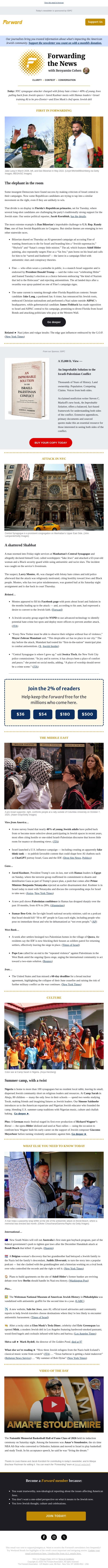 Anti-Israel Republicans test their strength in Florida primaries email from Forward screenshot