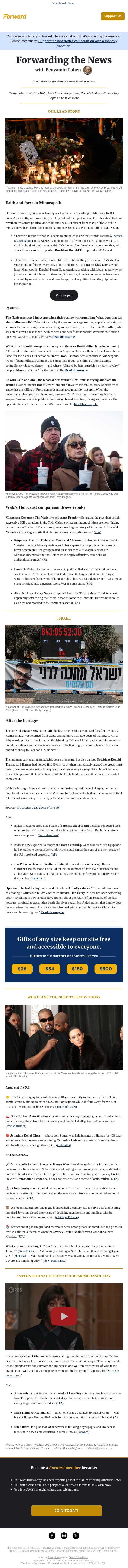 How Minnesota is evoking Cain and Abel, Anne Frank, Nazis email from Forward screenshot